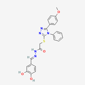 molecular formula C24H21N5O4S B11667151 N'-[(E)-(3,4-dihydroxyphenyl)methylidene]-2-{[5-(4-methoxyphenyl)-4-phenyl-4H-1,2,4-triazol-3-yl]sulfanyl}acetohydrazide 