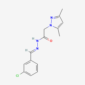 molecular formula C14H15ClN4O B11667152 N'-[(E)-(3-chlorophenyl)methylidene]-2-(3,5-dimethyl-1H-pyrazol-1-yl)acetohydrazide 