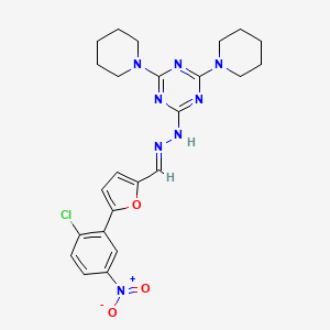 molecular formula C24H27ClN8O3 B11667199 2-[(2E)-2-{[5-(2-chloro-5-nitrophenyl)furan-2-yl]methylidene}hydrazinyl]-4,6-di(piperidin-1-yl)-1,3,5-triazine 