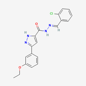 molecular formula C19H17ClN4O2 B11667233 N'-[(E)-(2-chlorophenyl)methylidene]-3-(3-ethoxyphenyl)-1H-pyrazole-5-carbohydrazide 