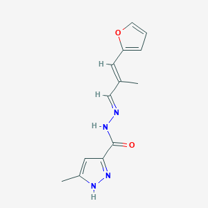 molecular formula C13H14N4O2 B11667265 N'-(3-(2-Furyl)-2-methyl-2-propenylidene)-3-methyl-1H-pyrazole-5-carbohydrazide 