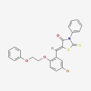 molecular formula C24H18BrNO3S2 B11667271 (5Z)-5-[5-bromo-2-(2-phenoxyethoxy)benzylidene]-3-phenyl-2-thioxo-1,3-thiazolidin-4-one 