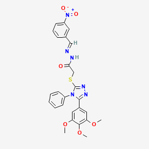 molecular formula C26H24N6O6S B11667292 N'-[(E)-(3-nitrophenyl)methylidene]-2-{[4-phenyl-5-(3,4,5-trimethoxyphenyl)-4H-1,2,4-triazol-3-yl]sulfanyl}acetohydrazide 