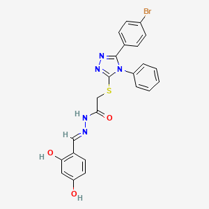 2-{[5-(4-bromophenyl)-4-phenyl-4H-1,2,4-triazol-3-yl]sulfanyl}-N'-[(E)-(2,4-dihydroxyphenyl)methylidene]acetohydrazide