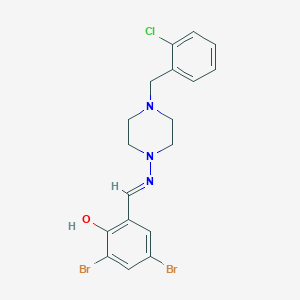 molecular formula C18H18Br2ClN3O B11667315 2,4-dibromo-6-[(E)-{[4-(2-chlorobenzyl)piperazin-1-yl]imino}methyl]phenol 