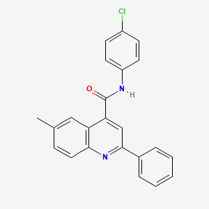 molecular formula C23H17ClN2O B11667339 N-(4-chlorophenyl)-6-methyl-2-phenylquinoline-4-carboxamide 