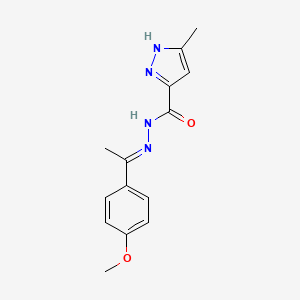 molecular formula C14H16N4O2 B11667345 N'-[(E)-1-(4-methoxyphenyl)ethylidene]-3-methyl-1H-pyrazole-5-carbohydrazide 