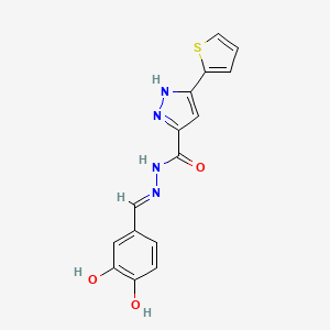 molecular formula C15H12N4O3S B11667350 N'-[(E)-(3,4-dihydroxyphenyl)methylidene]-3-(2-thienyl)-1H-pyrazole-5-carbohydrazide 