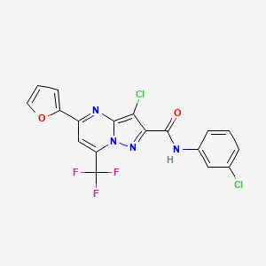 3-chloro-N-(3-chlorophenyl)-5-(furan-2-yl)-7-(trifluoromethyl)pyrazolo[1,5-a]pyrimidine-2-carboxamide