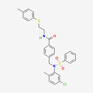 molecular formula C30H29ClN2O3S2 B11667397 4-{[(5-chloro-2-methylphenyl)(phenylsulfonyl)amino]methyl}-N-{2-[(4-methylphenyl)sulfanyl]ethyl}benzamide 