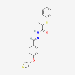 2-(phenylsulfanyl)-N'-{(E)-[4-(thietan-3-yloxy)phenyl]methylidene}propanehydrazide