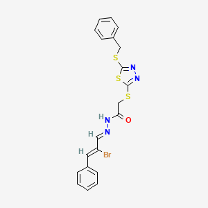 2-{[5-(benzylsulfanyl)-1,3,4-thiadiazol-2-yl]sulfanyl}-N'-[(1E,2Z)-2-bromo-3-phenylprop-2-en-1-ylidene]acetohydrazide