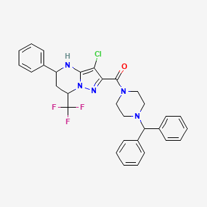 [3-Chloro-5-phenyl-7-(trifluoromethyl)-4,5,6,7-tetrahydropyrazolo[1,5-a]pyrimidin-2-yl][4-(diphenylmethyl)piperazin-1-yl]methanone