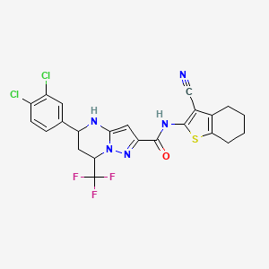 molecular formula C23H18Cl2F3N5OS B11667464 N-(3-cyano-4,5,6,7-tetrahydro-1-benzothiophen-2-yl)-5-(3,4-dichlorophenyl)-7-(trifluoromethyl)-4,5,6,7-tetrahydropyrazolo[1,5-a]pyrimidine-2-carboxamide 