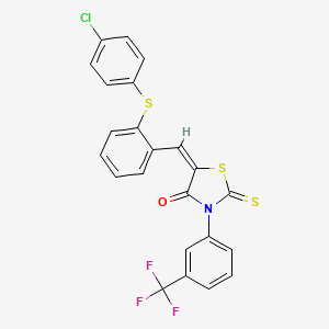 (5E)-5-{2-[(4-chlorophenyl)sulfanyl]benzylidene}-2-thioxo-3-[3-(trifluoromethyl)phenyl]-1,3-thiazolidin-4-one