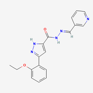 molecular formula C18H17N5O2 B11667492 (E)-3-(2-ethoxyphenyl)-N'-(pyridin-3-ylmethylene)-1H-pyrazole-5-carbohydrazide 