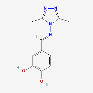 molecular formula C11H12N4O2 B11667510 4-[(E)-[(3,5-Dimethyl-4H-1,2,4-triazol-4-YL)imino]methyl]benzene-1,2-diol 