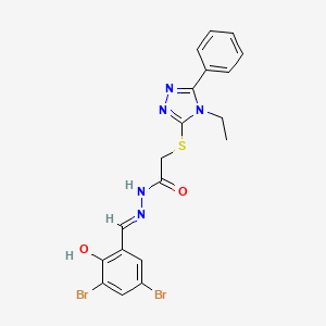 molecular formula C19H17Br2N5O2S B11667511 N'-[(E)-(3,5-dibromo-2-hydroxyphenyl)methylidene]-2-[(4-ethyl-5-phenyl-4H-1,2,4-triazol-3-yl)sulfanyl]acetohydrazide 