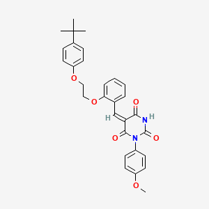 (5E)-5-({2-[2-(4-Tert-butylphenoxy)ethoxy]phenyl}methylidene)-1-(4-methoxyphenyl)-1,3-diazinane-2,4,6-trione