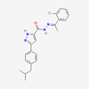 molecular formula C22H23ClN4O B11667529 N'-[(1E)-1-(2-chlorophenyl)ethylidene]-3-[4-(2-methylpropyl)phenyl]-1H-pyrazole-5-carbohydrazide 