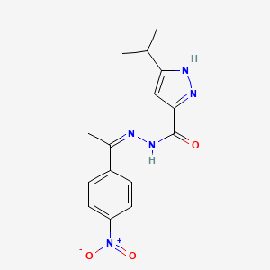 molecular formula C15H17N5O3 B11667531 N'-[(1Z)-1-(4-nitrophenyl)ethylidene]-3-(propan-2-yl)-1H-pyrazole-5-carbohydrazide 