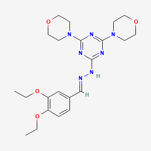 molecular formula C22H31N7O4 B11667535 2-[(2E)-2-(3,4-diethoxybenzylidene)hydrazinyl]-4,6-di(morpholin-4-yl)-1,3,5-triazine 