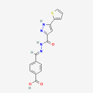 4-[(E)-({[3-(2-thienyl)-1H-pyrazol-5-yl]carbonyl}hydrazono)methyl]benzoic acid