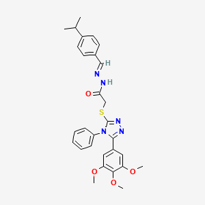 molecular formula C29H31N5O4S B11667582 N'-[(E)-(4-Isopropylphenyl)methylidene]-2-{[4-phenyl-5-(3,4,5-trimethoxyphenyl)-4H-1,2,4-triazol-3-YL]sulfanyl}acetohydrazide 