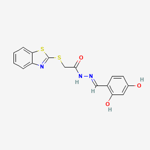 molecular formula C16H13N3O3S2 B11667601 2-(1,3-benzothiazol-2-ylsulfanyl)-N'-[(E)-(2,4-dihydroxyphenyl)methylidene]acetohydrazide 