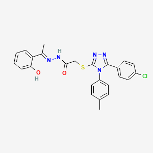 molecular formula C25H22ClN5O2S B11667643 2-{[5-(4-chlorophenyl)-4-(4-methylphenyl)-4H-1,2,4-triazol-3-yl]sulfanyl}-N'-[(1E)-1-(2-hydroxyphenyl)ethylidene]acetohydrazide 