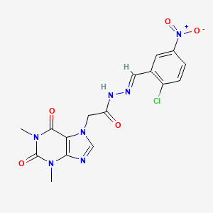 molecular formula C16H14ClN7O5 B11667650 N'-[(E)-(2-chloro-5-nitrophenyl)methylidene]-2-(1,3-dimethyl-2,6-dioxo-1,2,3,6-tetrahydro-7H-purin-7-yl)acetohydrazide 