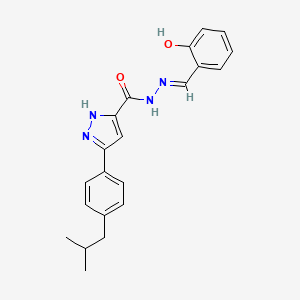 N'-[(E)-(2-hydroxyphenyl)methylidene]-3-[4-(2-methylpropyl)phenyl]-1H-pyrazole-5-carbohydrazide