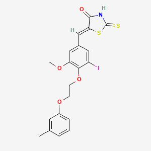 molecular formula C20H18INO4S2 B11667656 (5Z)-5-{3-iodo-5-methoxy-4-[2-(3-methylphenoxy)ethoxy]benzylidene}-2-thioxo-1,3-thiazolidin-4-one 