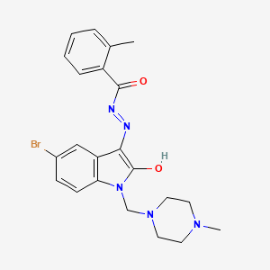 molecular formula C22H24BrN5O2 B11667665 N'-{(3Z)-5-bromo-1-[(4-methylpiperazin-1-yl)methyl]-2-oxo-1,2-dihydro-3H-indol-3-ylidene}-2-methylbenzohydrazide 