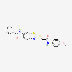 molecular formula C23H19N3O3S2 B11667677 N-(2-{[2-(4-Methoxyanilino)-2-oxoethyl]sulfanyl}-1,3-benzothiazol-6-yl)benzamide CAS No. 6008-65-7