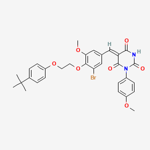 molecular formula C31H31BrN2O7 B11667681 (5Z)-5-{3-bromo-4-[2-(4-tert-butylphenoxy)ethoxy]-5-methoxybenzylidene}-1-(4-methoxyphenyl)pyrimidine-2,4,6(1H,3H,5H)-trione 