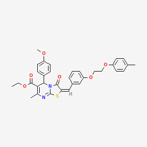 ethyl (2E)-5-(4-methoxyphenyl)-7-methyl-2-{3-[2-(4-methylphenoxy)ethoxy]benzylidene}-3-oxo-2,3-dihydro-5H-[1,3]thiazolo[3,2-a]pyrimidine-6-carboxylate