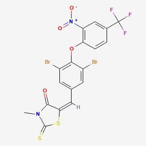 (5E)-5-{3,5-dibromo-4-[2-nitro-4-(trifluoromethyl)phenoxy]benzylidene}-3-methyl-2-thioxo-1,3-thiazolidin-4-one