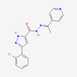 molecular formula C17H14ClN5O B11667690 3-(2-chlorophenyl)-N'-[(1E)-1-(pyridin-4-yl)ethylidene]-1H-pyrazole-5-carbohydrazide 