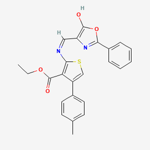 molecular formula C24H20N2O4S B11667703 ethyl 4-(4-methylphenyl)-2-{[(Z)-(5-oxo-2-phenyl-1,3-oxazol-4(5H)-ylidene)methyl]amino}thiophene-3-carboxylate 