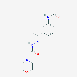 molecular formula C16H22N4O3 B11667723 N-(3-{(1E)-1-[2-(morpholin-4-ylacetyl)hydrazinylidene]ethyl}phenyl)acetamide 