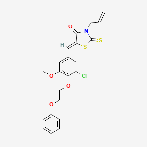 molecular formula C22H20ClNO4S2 B11667744 (5Z)-5-[3-chloro-5-methoxy-4-(2-phenoxyethoxy)benzylidene]-3-(prop-2-en-1-yl)-2-thioxo-1,3-thiazolidin-4-one 