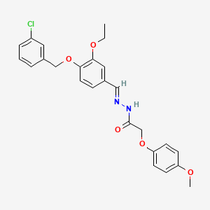 N'-[(E)-{4-[(3-chlorobenzyl)oxy]-3-ethoxyphenyl}methylidene]-2-(4-methoxyphenoxy)acetohydrazide