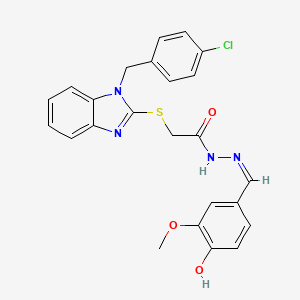 molecular formula C24H21ClN4O3S B11667773 2-{[1-(4-chlorobenzyl)-1H-benzimidazol-2-yl]sulfanyl}-N'-(4-hydroxy-3-methoxybenzylidene)acetohydrazide 