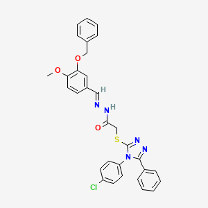 molecular formula C31H26ClN5O3S B11667786 N'-{(E)-[3-(benzyloxy)-4-methoxyphenyl]methylidene}-2-{[4-(4-chlorophenyl)-5-phenyl-4H-1,2,4-triazol-3-yl]sulfanyl}acetohydrazide 