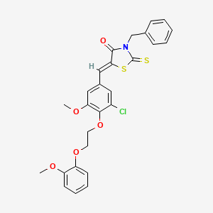 (5Z)-3-benzyl-5-{3-chloro-5-methoxy-4-[2-(2-methoxyphenoxy)ethoxy]benzylidene}-2-thioxo-1,3-thiazolidin-4-one