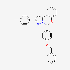 molecular formula C30H26N2O2 B11667815 5-[4-(Benzyloxy)phenyl]-2-(4-methylphenyl)-1,10b-dihydropyrazolo[1,5-c][1,3]benzoxazine 