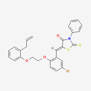 (5Z)-5-(5-bromo-2-{2-[2-(prop-2-en-1-yl)phenoxy]ethoxy}benzylidene)-3-phenyl-2-thioxo-1,3-thiazolidin-4-one