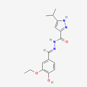 molecular formula C16H20N4O3 B11667840 N'-[(E)-(3-ethoxy-4-hydroxyphenyl)methylidene]-3-isopropyl-1H-pyrazole-5-carbohydrazide 