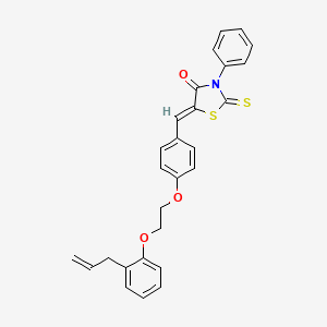 molecular formula C27H23NO3S2 B11667842 (5Z)-3-phenyl-5-(4-{2-[2-(prop-2-en-1-yl)phenoxy]ethoxy}benzylidene)-2-thioxo-1,3-thiazolidin-4-one 